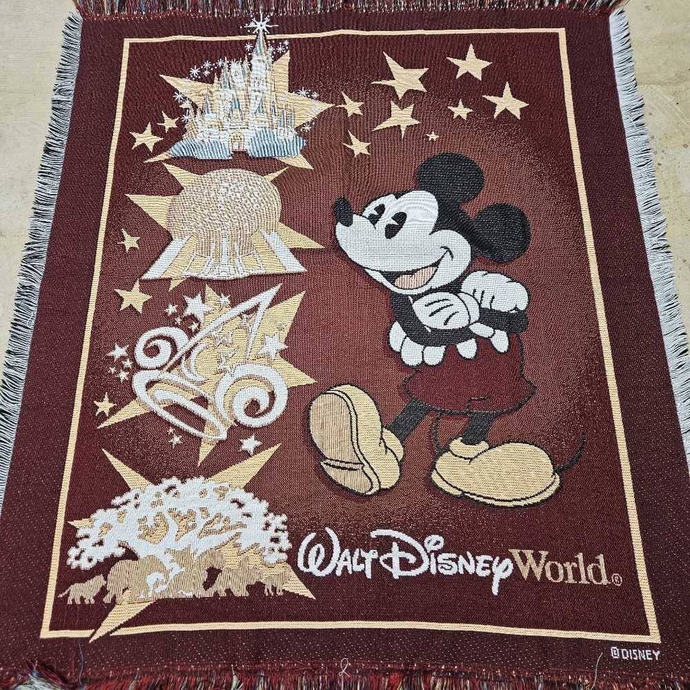 Disney Maroon and Gold Mickey Mouse Throw Blanket
